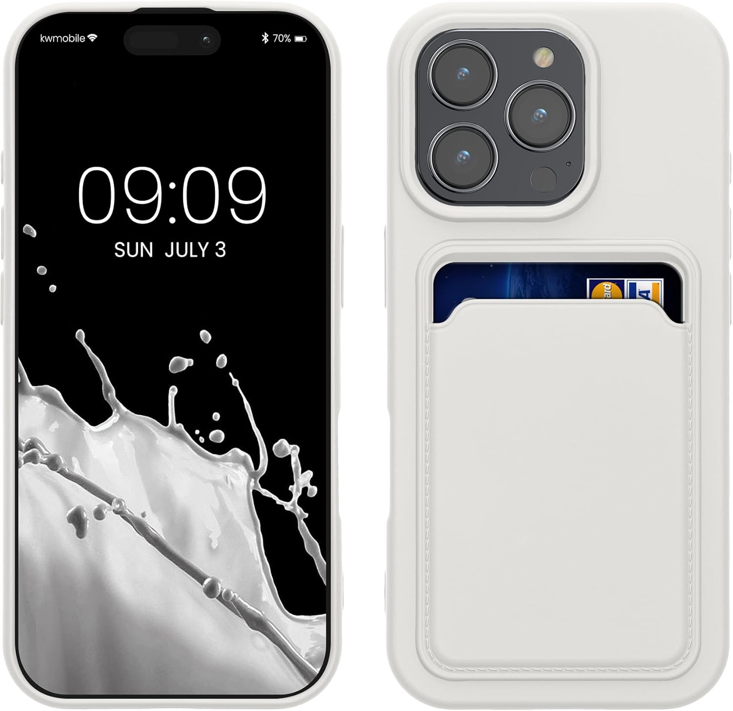 KW iPhone 16 Pro Θήκη Σιλικόνης TPU με Υποδοχή για Κάρτα - White