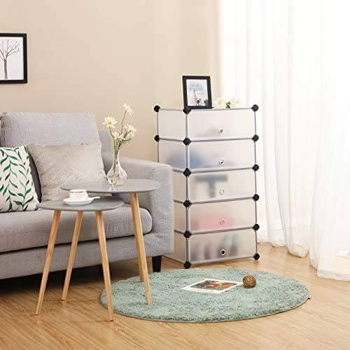 Songmics Πλαστική Παπουτσοθήκη με 10 Ράφια - White - LPC10W