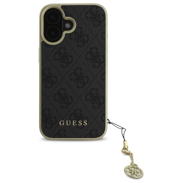 Guess iPhone 16 Plus - 4G Charms Collection - Θήκη με Επένδυση Συνθετικού Δέρματος - Black - GUHCP16MGF4GGR