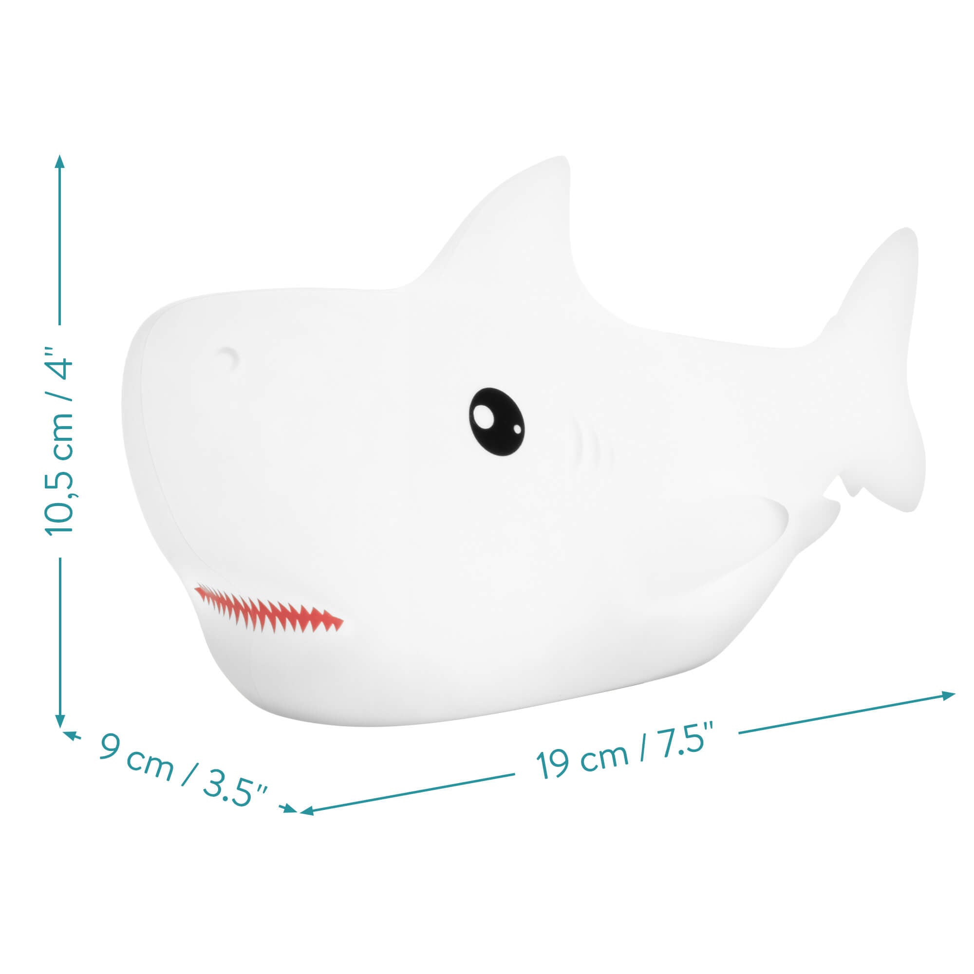 Navaris LED Night Light RGB - Παιδικό Νυχτερινό Φως με Αλλαγή Χρωμάτων - Design Shark - White - 55004.02.01