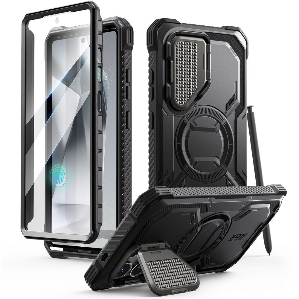 Supcase Samsung Galaxy S25 Ultra Armorbox Magsafe Σκληρή Θήκη με Προστασία Οθόνης και Κάλυμμα Κάμερας / Stand - Black