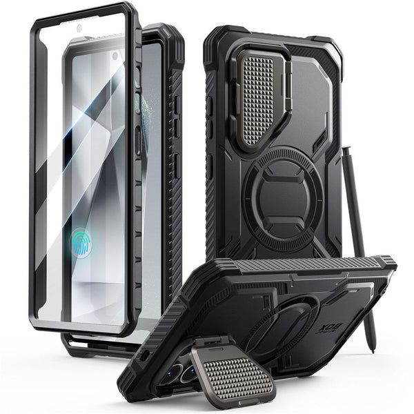 Supcase Samsung Galaxy S25 Ultra Armorbox Magsafe Σκληρή Θήκη με Προστασία Οθόνης και Κάλυμμα Κάμερας / Stand - Black