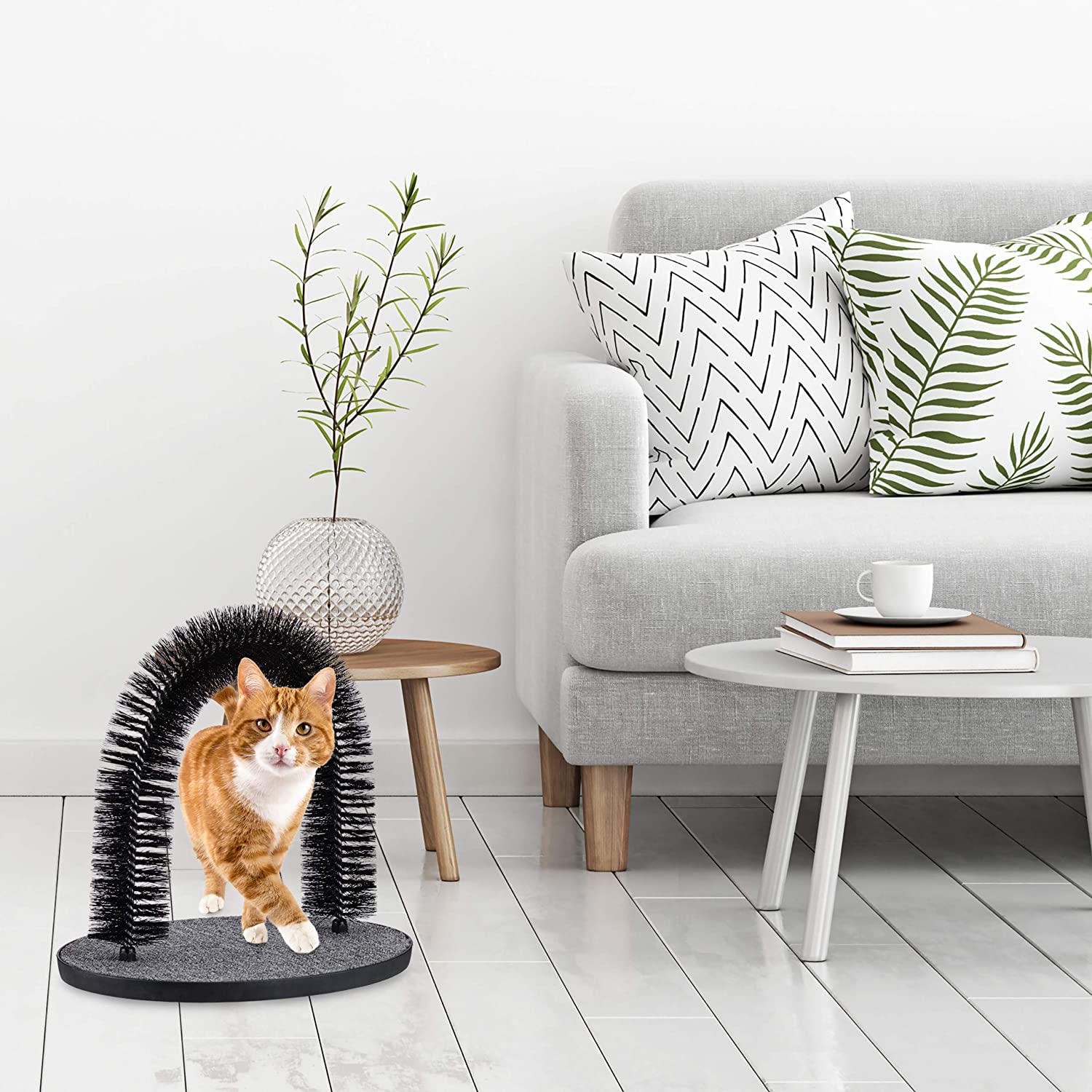 Relaxdays Αψίδα Περιποίησης και Μασάζ για Γάτες - 38 x 36 x 28,5 cm - Black - 4052025239596