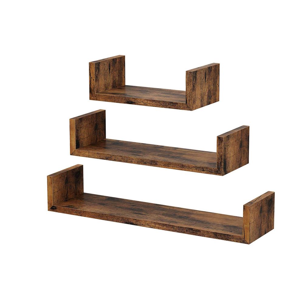 Vasagle Σετ με 3 Ράφια Τοίχου Διαφορετικού Μεγέθους - Vintage Brown - LWS36BX
