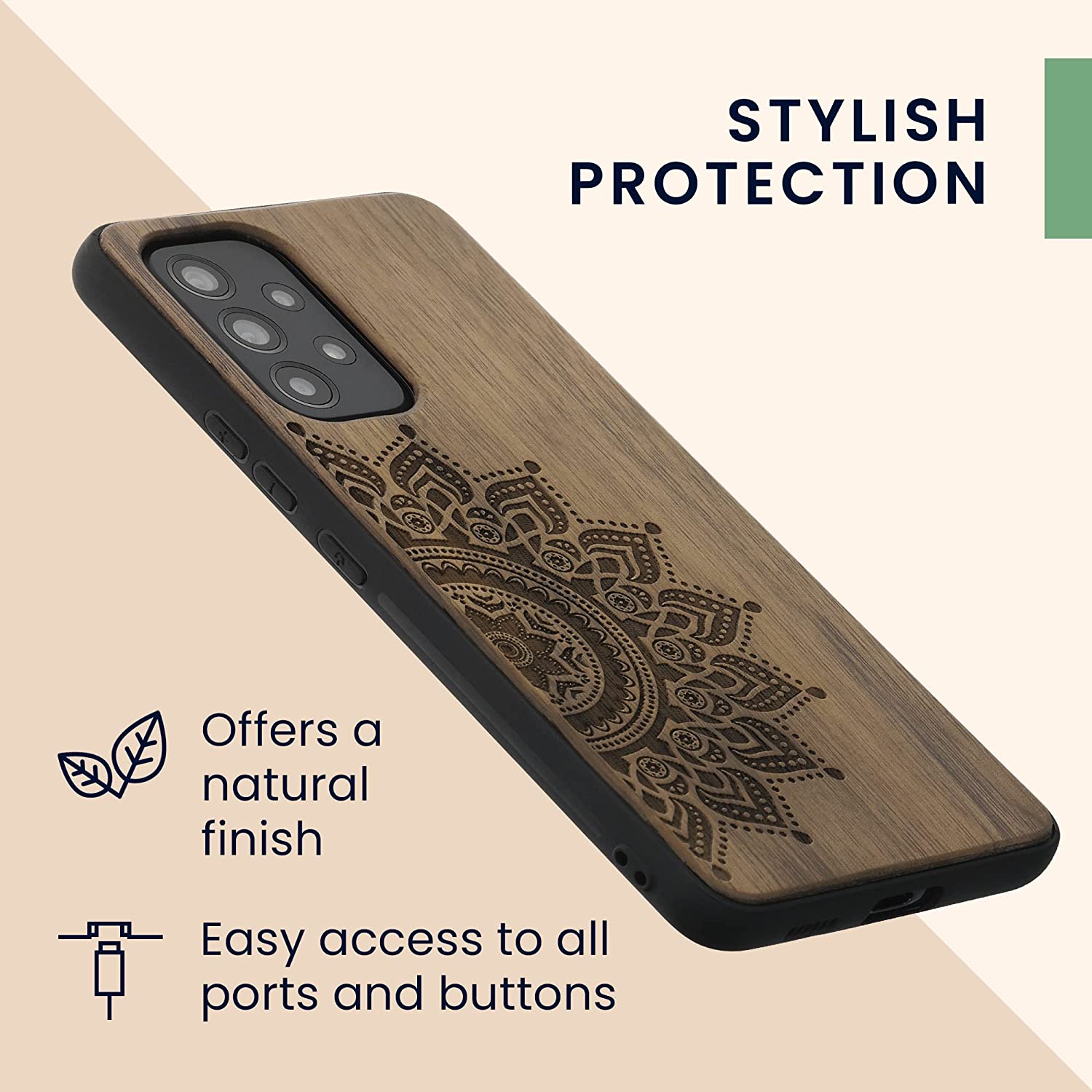 KW Samsung Galaxy A53 5G Θήκη από Φυσικό Ξύλο - Design Rising Sun - Dark Brown - 58317.01