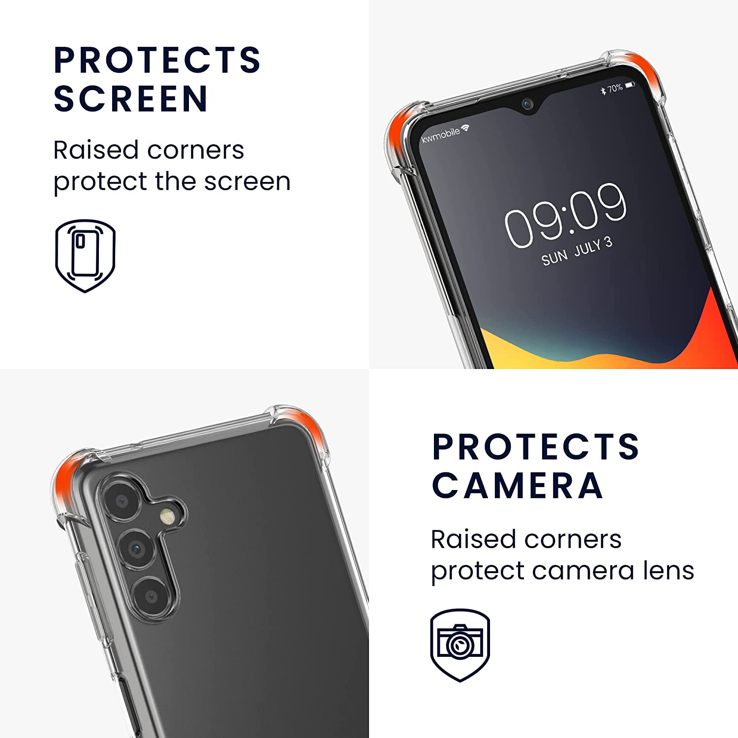 KW Samsung Galaxy A04s Θήκη Σιλικόνης TPU με Λουράκι - Διάφανη / Black - 59915.03