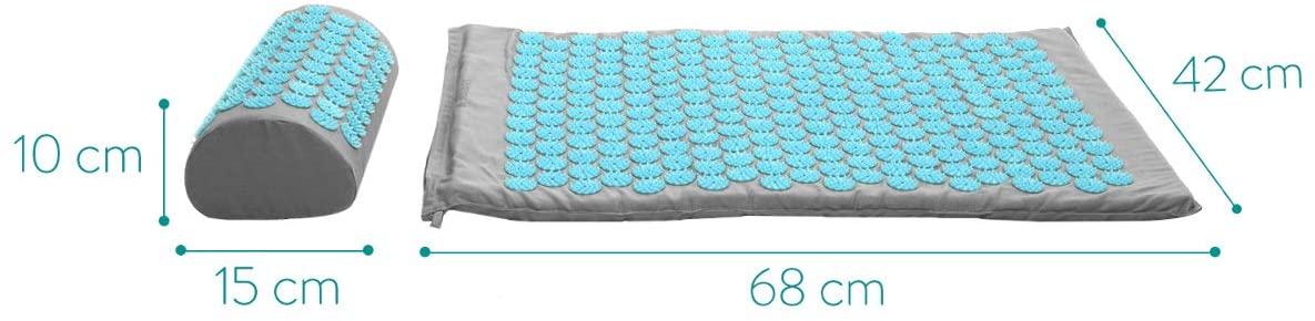 Navaris 2-in-1 Acupressure Mat and Pillow Set Σετ 2 σε 1 Χαλάκι και Μαξιλάρι Μασάζ - Grey / Blue - 43899.25