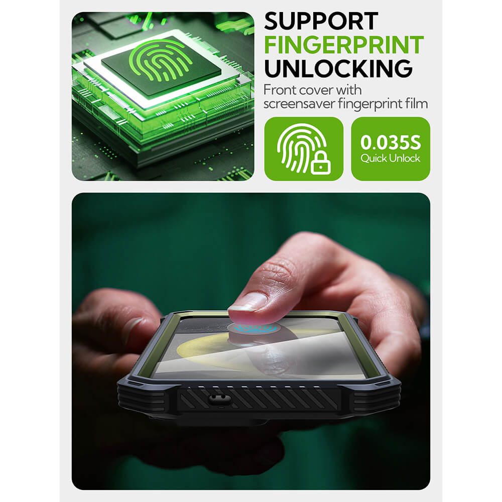 Supcase Samsung Galaxy S25 Plus Armorbox Magsafe Σκληρή Θήκη με Προστασία Οθόνης και Κάλυμμα Κάμερας / Stand - Dark Green