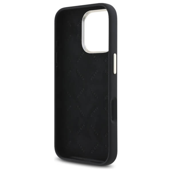 Guess iPhone 16 Pro Max - Silicone Logo Strass 4G - Σκληρή Θήκη με Πλαίσιο Σιλικόνης - Black - GUHCP16XM4DGPK