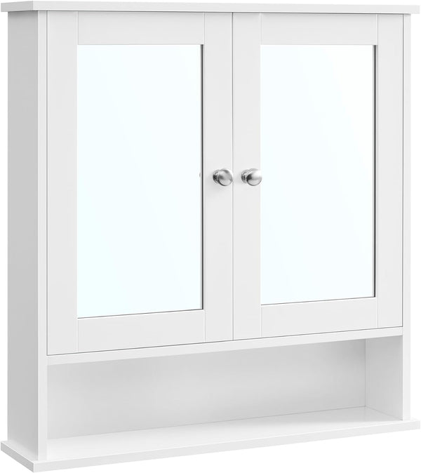 Vasagle Ντουλάπι Μπάνιου με Καθρέφτη και Ράφι - 56 x 58 x 13 cm - White - LHC002
