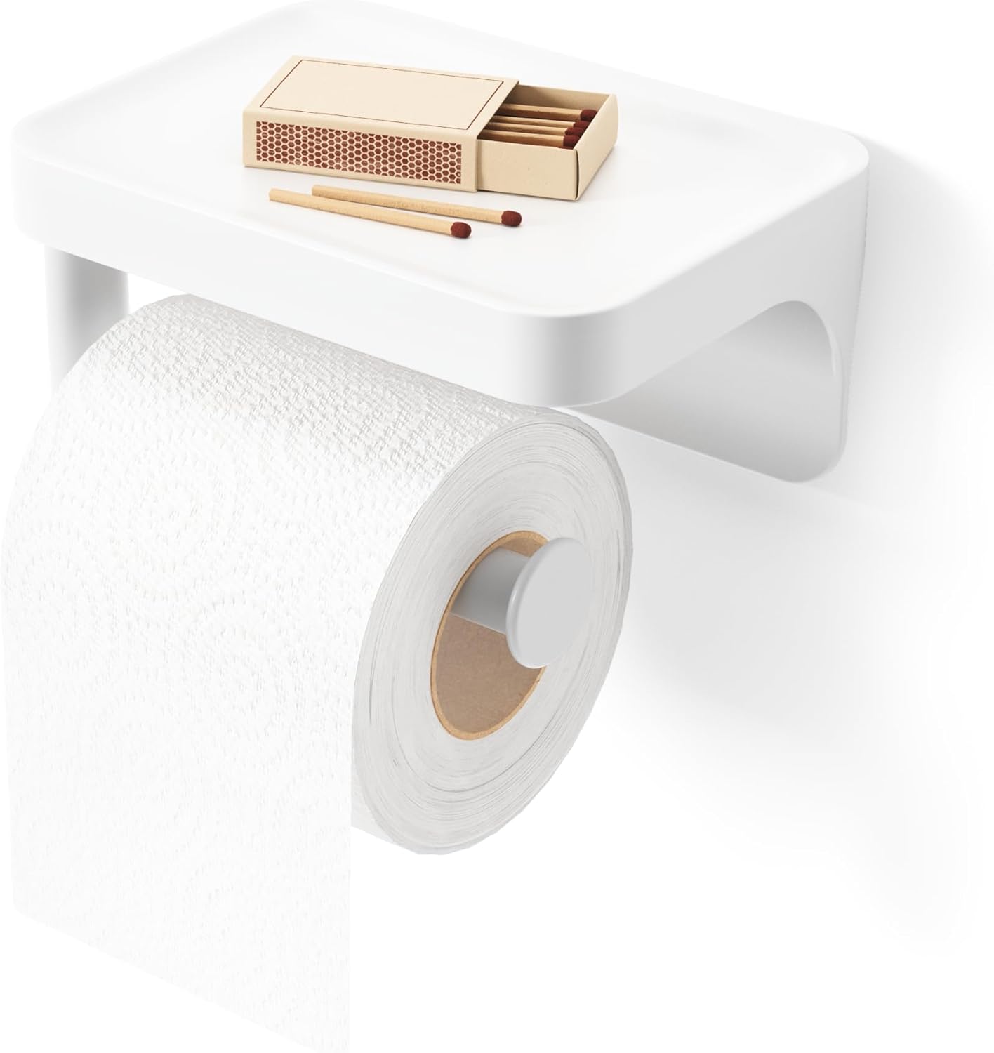 Umbra Flex Επιτοίχια Αυτοκόλλητη Πλαστική Βάση Ρολού Τουαλέτας με Ράφι - White