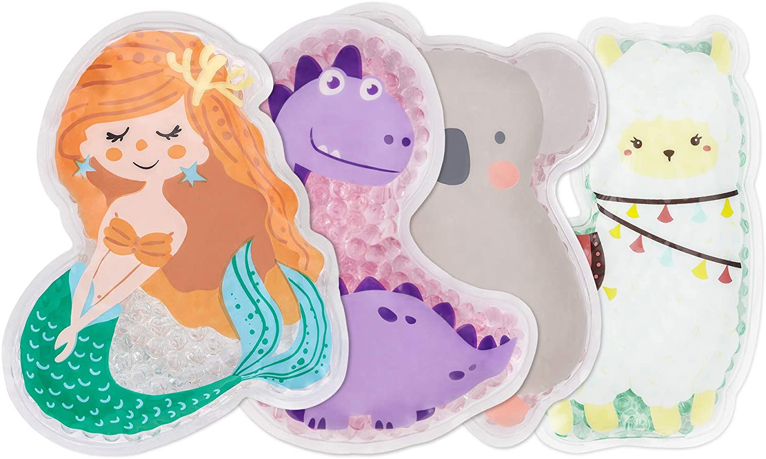 Navaris Σετ με 4 Παιδικά Επαναχρησιμοποιήσιμα Επιθέματα με Τζελ - BPA-Free / Phthalate-Free - Koala / Alpaca / Mermaid / Dinosaur - 52980.01
