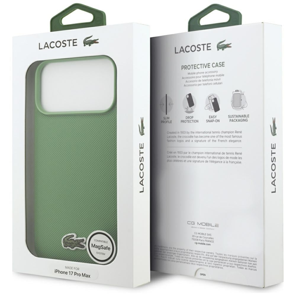 Lacoste iPhone 17 Pro Max - Iconic Petit Pique Woven Logo MagSafe - Σκληρή Θήκη με Πλαίσιο Σιλικόνης - Green