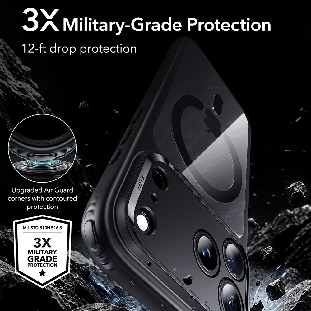 ESR iPhone 18 Pro Max / iPhone 17 Pro Max - Σκληρή Θήκη με Πλαίσιο Σιλικόνης και MagSafe - Classic Hybrid Halolock - Clear Black