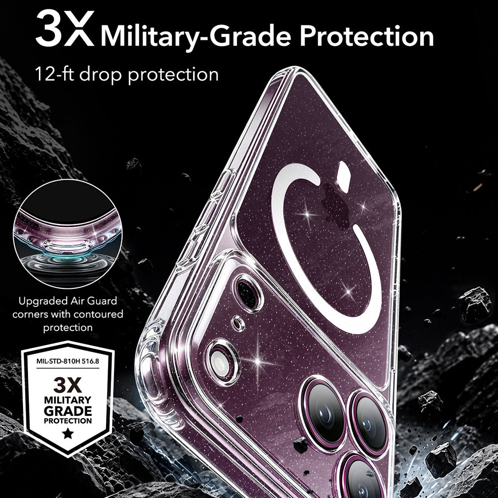 ESR iPhone 18 Pro Max / iPhone 17 Pro Max - Σκληρή Θήκη με Πλαίσιο Σιλικόνης και MagSafe - Classic Hybrid Halolock - Clear Shimmer