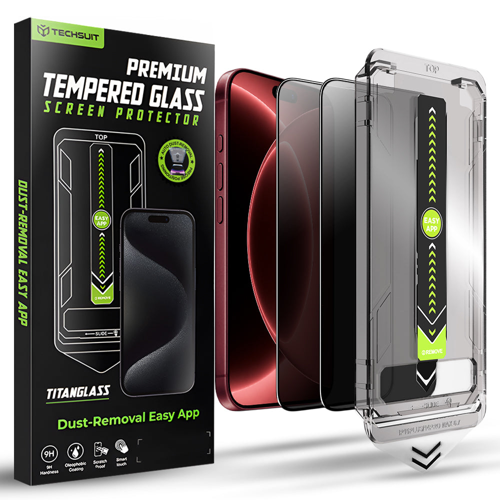 Techsuit iPhone 18 Pro Max - Σετ με 2 Full Screen Αντιχαρακτικά Γυαλιά Οθόνης - TitanGlass FullCover - Privacy