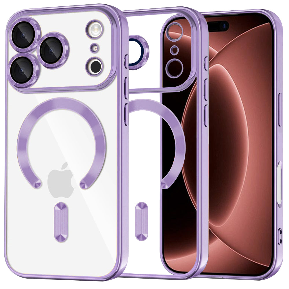 Techsuit iPhone 18 Pro Max / iPhone 17 Pro Max - Θήκη Σιλικόνης με MagSafe - Luxury Crystal - Light Purple / Clear