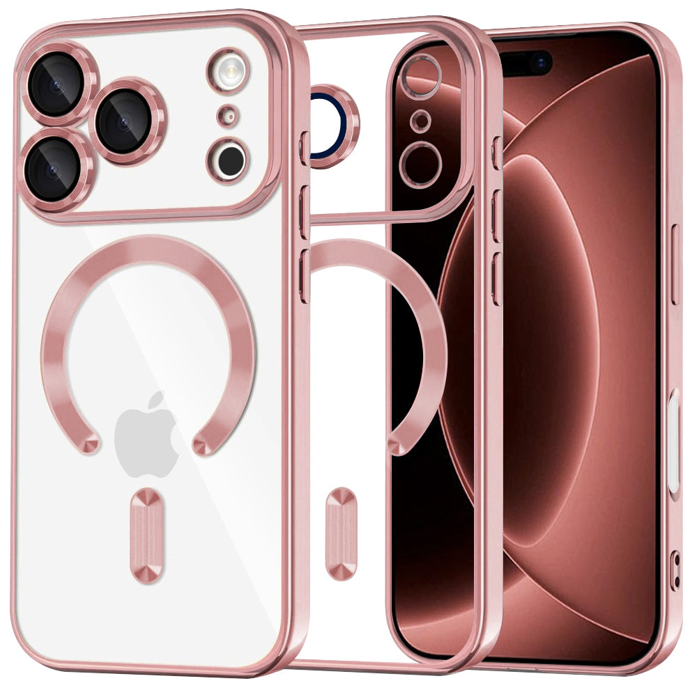 Techsuit iPhone 18 Pro Max / iPhone 17 Pro Max - Θήκη Σιλικόνης με MagSafe - Luxury Crystal - Pink / Clear