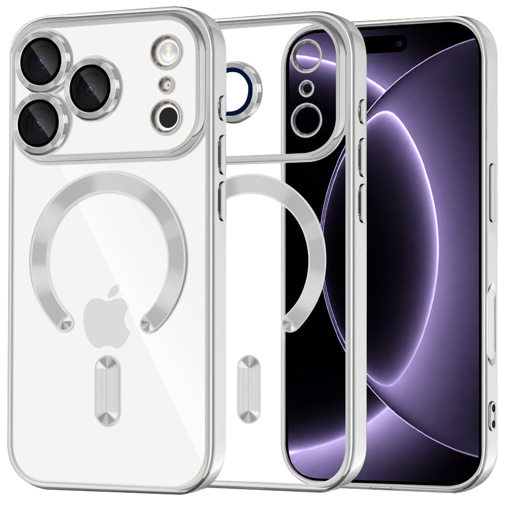 Techsuit iPhone 18 Pro / iPhone 17 Pro - Θήκη Σιλικόνης με MagSafe - Luxury Crystal - Silver / Clear