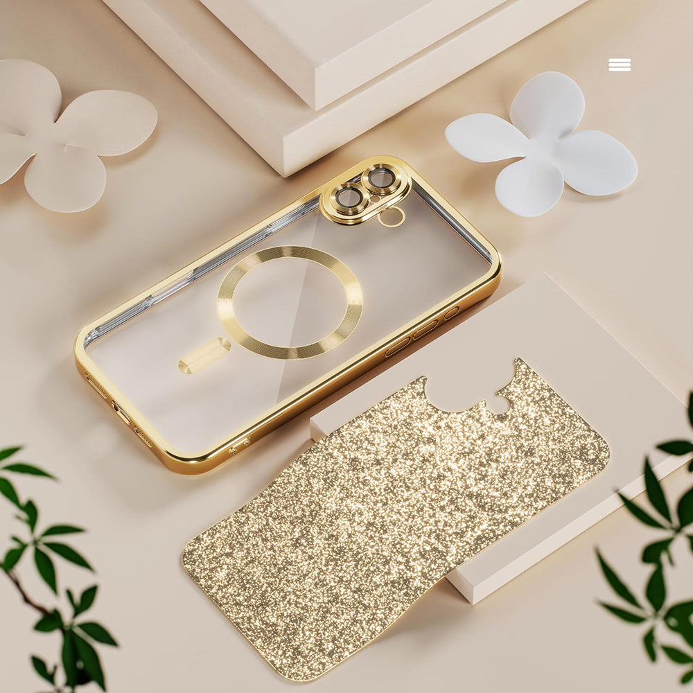 Techsuit iPhone 18 Pro / iPhone 17 Pro - Θήκη Σιλικόνης με MagSafe - Luxury Glitter - Deep Purple