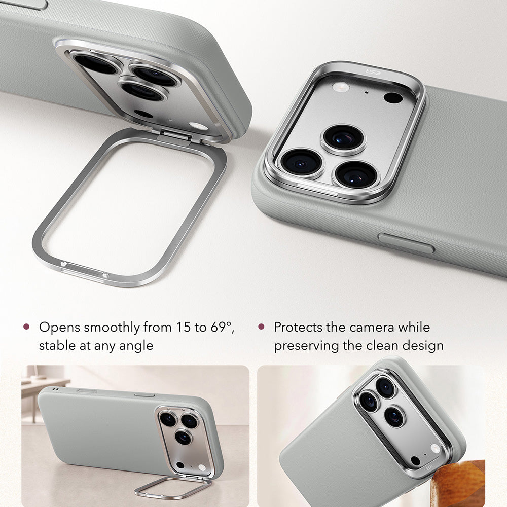 ESR iPhone 18 Pro Max / iPhone 17 Pro Max - Σκληρή Θήκη MagSafe με Πλαίσιο Σιλικόνης και Σταντ - Atelier Magnetic Kickstand - Grey