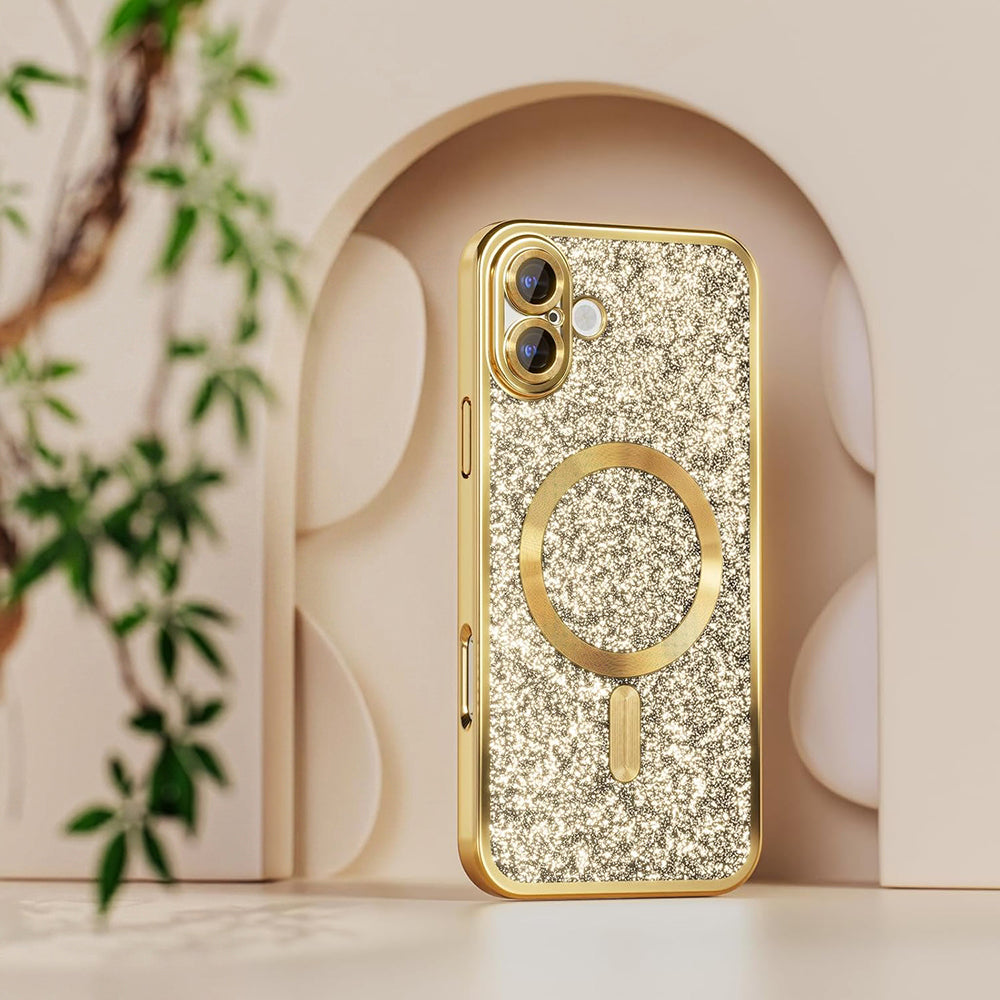 Techsuit iPhone 18 Pro / iPhone 17 Pro - Θήκη Σιλικόνης με MagSafe - Luxury Glitter - Dark Cherry