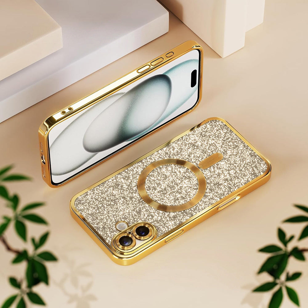Techsuit iPhone 18 Pro / iPhone 17 Pro - Θήκη Σιλικόνης με MagSafe - Luxury Glitter - Dark Cherry