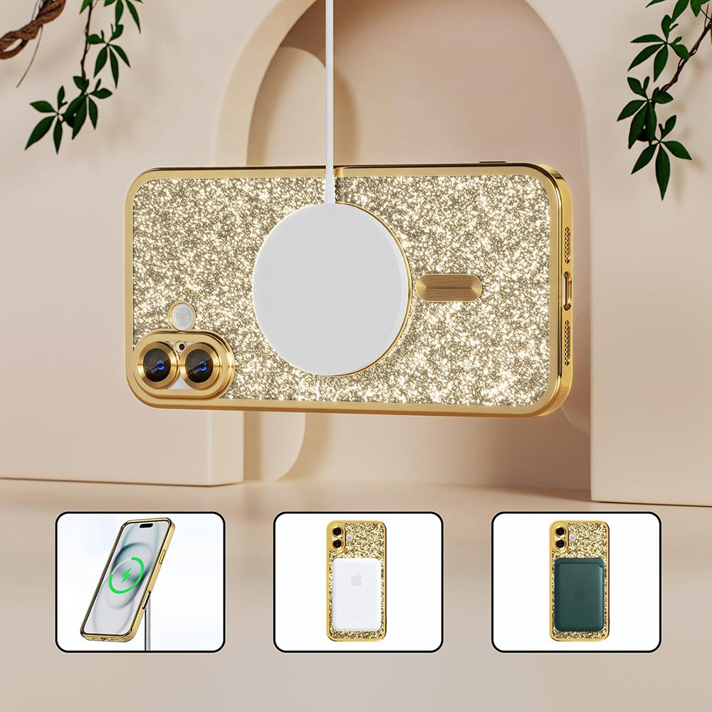 Techsuit iPhone 18 Pro Max / iPhone 17 Pro Max - Θήκη Σιλικόνης με MagSafe - Luxury Glitter - Dark Cherry