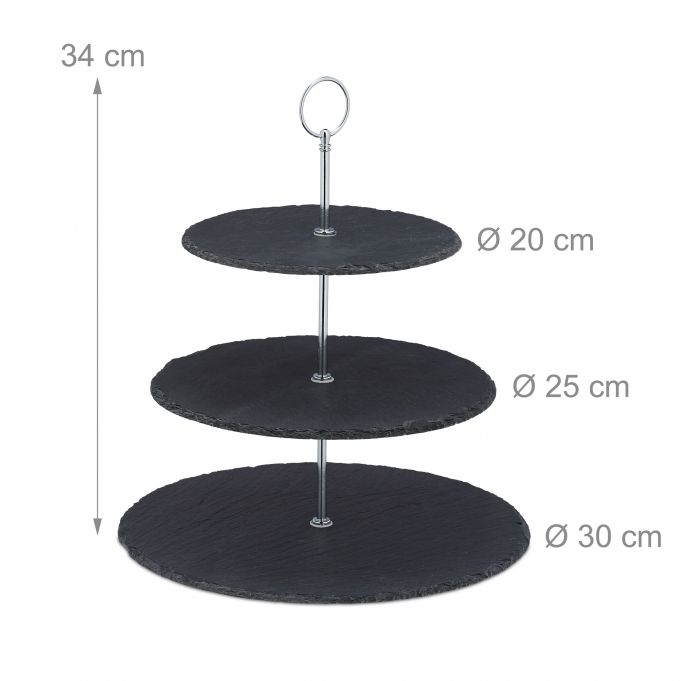 Relaxdays Εταζέρα με 3 Επίπεδα από Σχιστόλιθο - Anthracite / Silver - 4052025307325