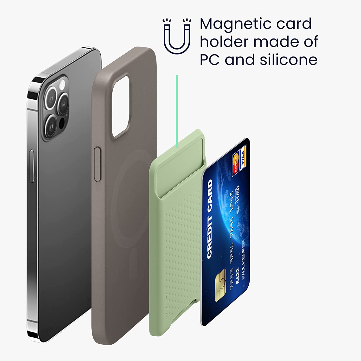 KW iPhone Μαγνητική Θήκη από Σιλικόνη για Πιστωτικές Κάρτες - Mint Matte - 58790.50