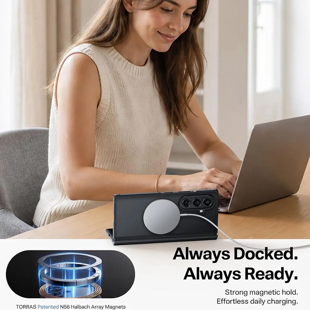 Torras Samsung Galaxy Z Fold8 Ultra - Σκληρή Θήκη με Πλαίσιο Σιλικόνης και MagSafe - Guardian Magnetic Series - Black