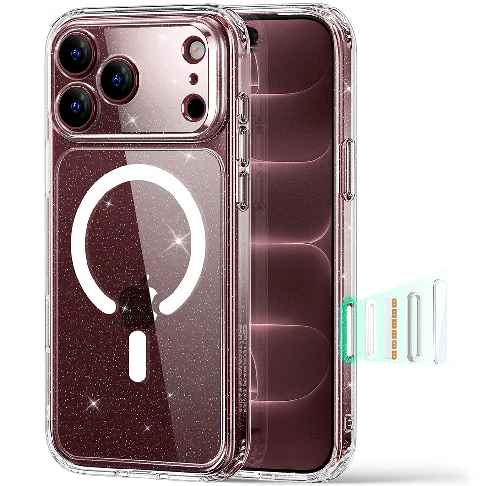 ESR iPhone 18 Pro Max / iPhone 17 Pro Max - Σκληρή Θήκη με Πλαίσιο Σιλικόνης και MagSafe - Classic Hybrid Halolock - Clear Shimmer
