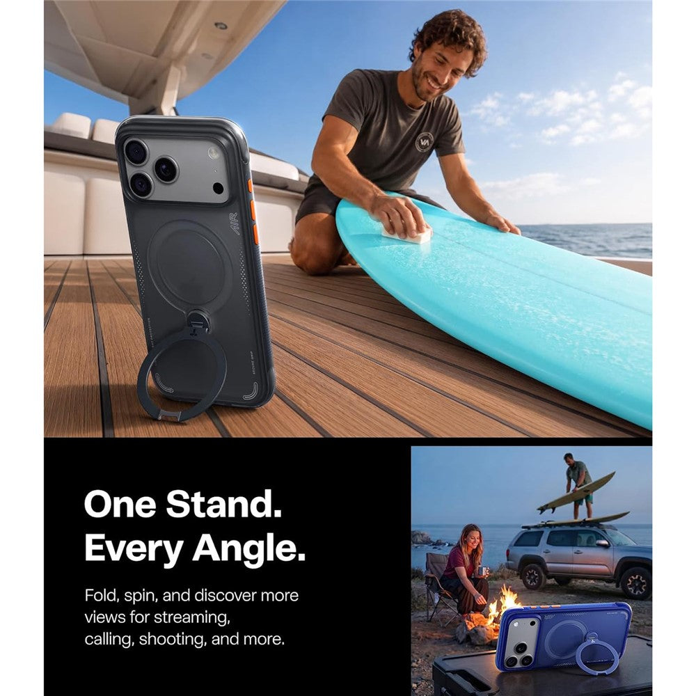 Torras iPhone 18 Pro / iPhone 17 Pro - Σκληρή θήκη με Πλαίσιο Σιλικόνης και MagSafe / Stand - Ostand Q3 Air Series - Shadow Black