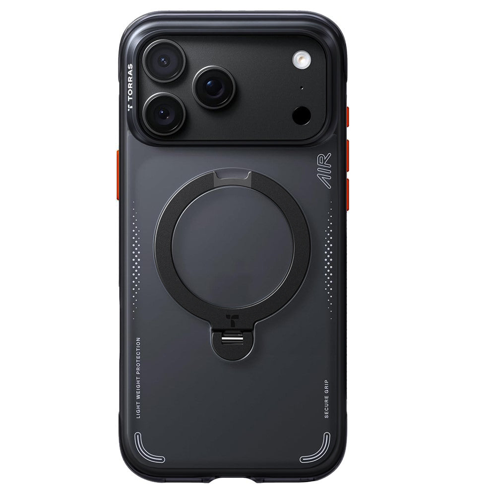 Torras iPhone 18 Pro / iPhone 17 Pro - Σκληρή θήκη με Πλαίσιο Σιλικόνης και MagSafe / Stand - Ostand Q3 Air Series - Shadow Black