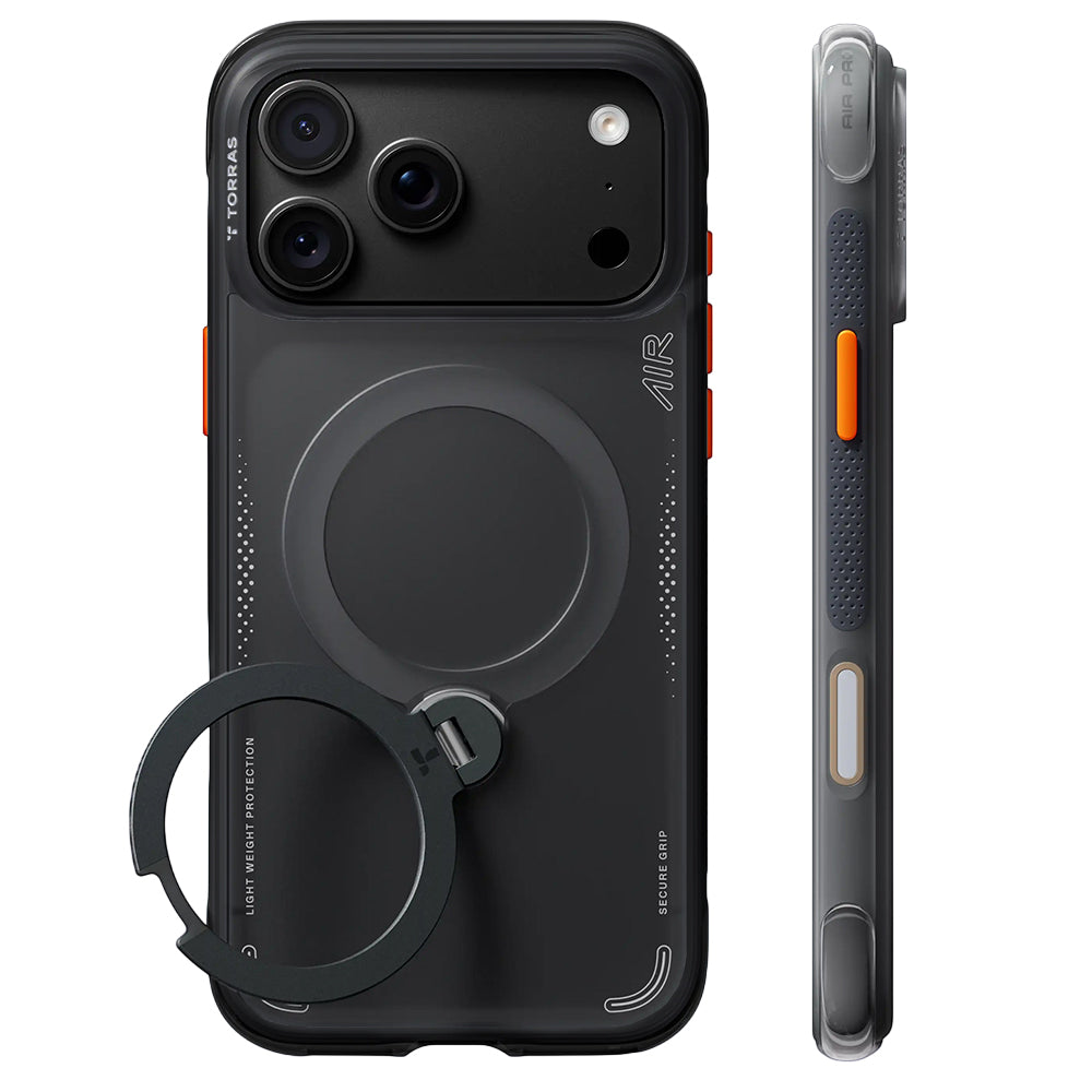 Torras iPhone 18 Pro Max / iPhone 17 Pro Max - Σκληρή θήκη με Πλαίσιο Σιλικόνης και MagSafe / Stand - Ostand Q3 Air Series - Shadow Black