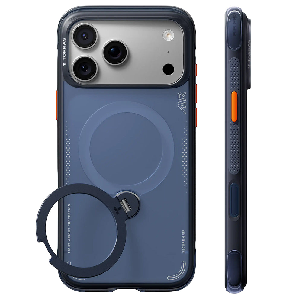 Torras iPhone 18 Pro Max / iPhone 17 Pro Max - Σκληρή θήκη με Πλαίσιο Σιλικόνης και MagSafe / Stand - Ostand Q3 Air Series - Deep Blue