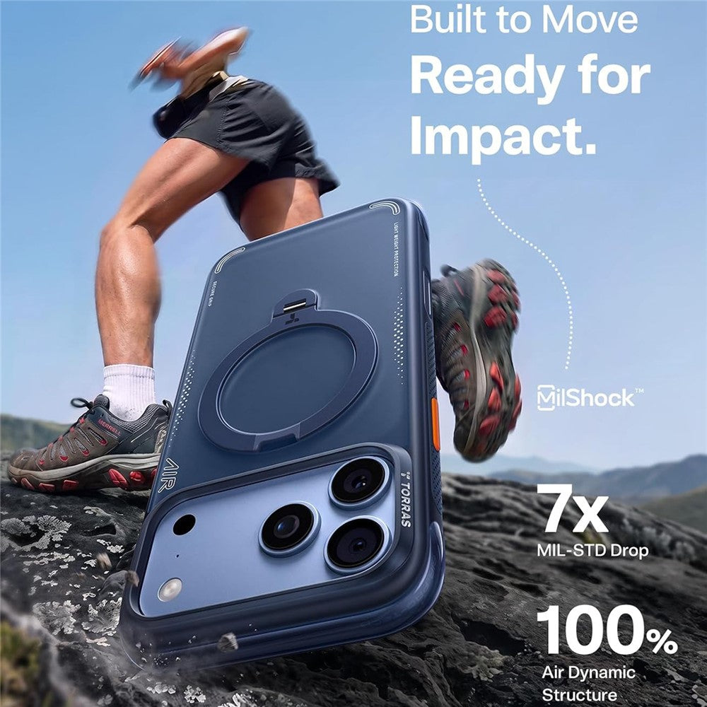 Torras iPhone 18 Pro Max / iPhone 17 Pro Max - Σκληρή θήκη με Πλαίσιο Σιλικόνης και MagSafe / Stand - Ostand Q3 Air Series - Deep Blue