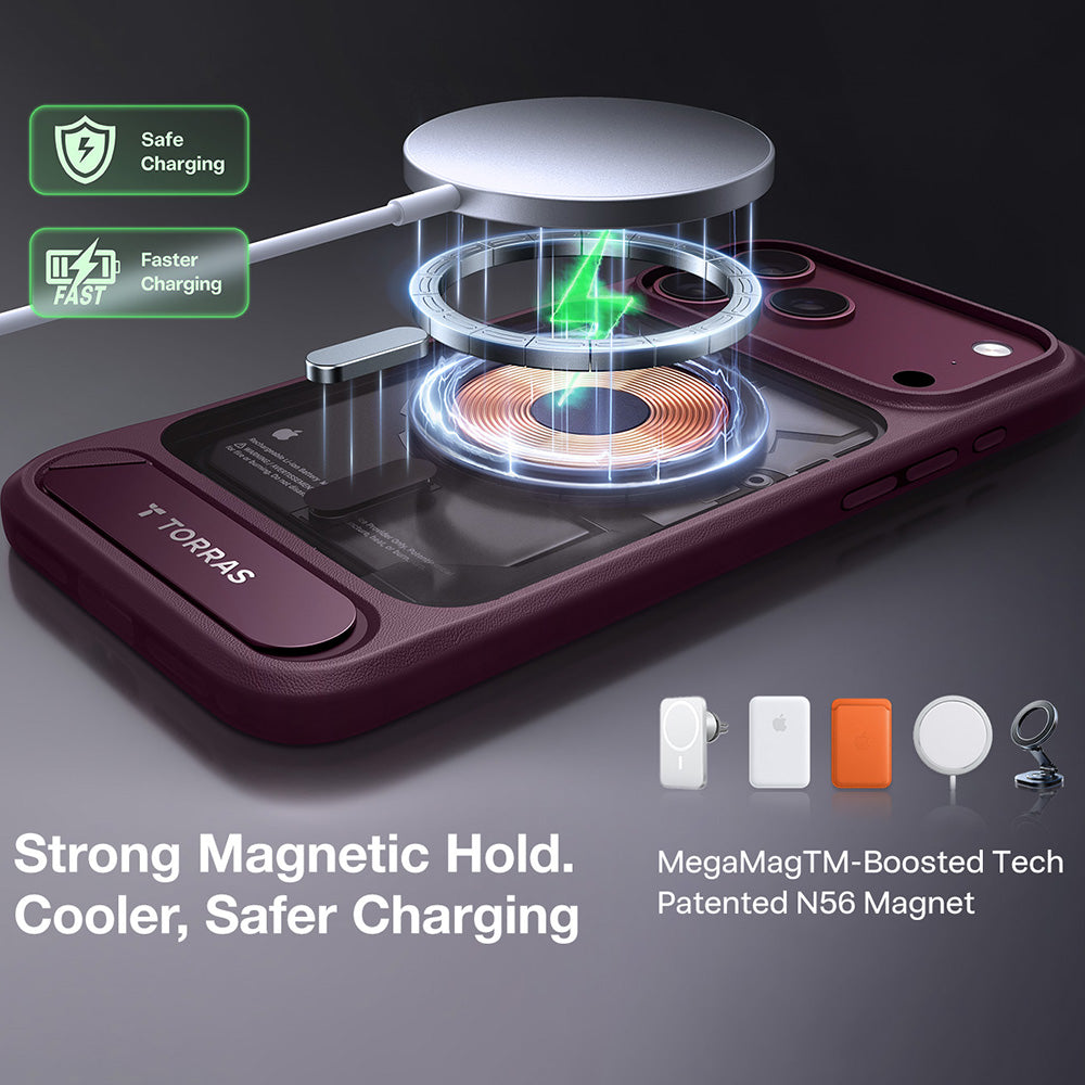 Torras iPhone 18 Pro Max / iPhone 17 Pro Max - Σκληρή θήκη MagSafe με Πλαίσιο Σιλικόνης και Stand - Ostand L1 - Purple