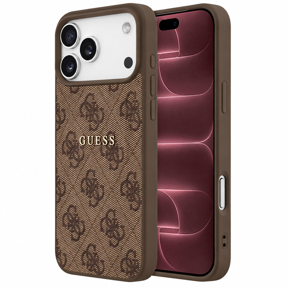 Guess  iPhone 18 Pro Max / iPhone 17 Pro Max - Σκληρή Θήκη με Πλαίσιο Σιλικόνης και MagSafe - 4G Embossed Ring Classic Logo - Brown