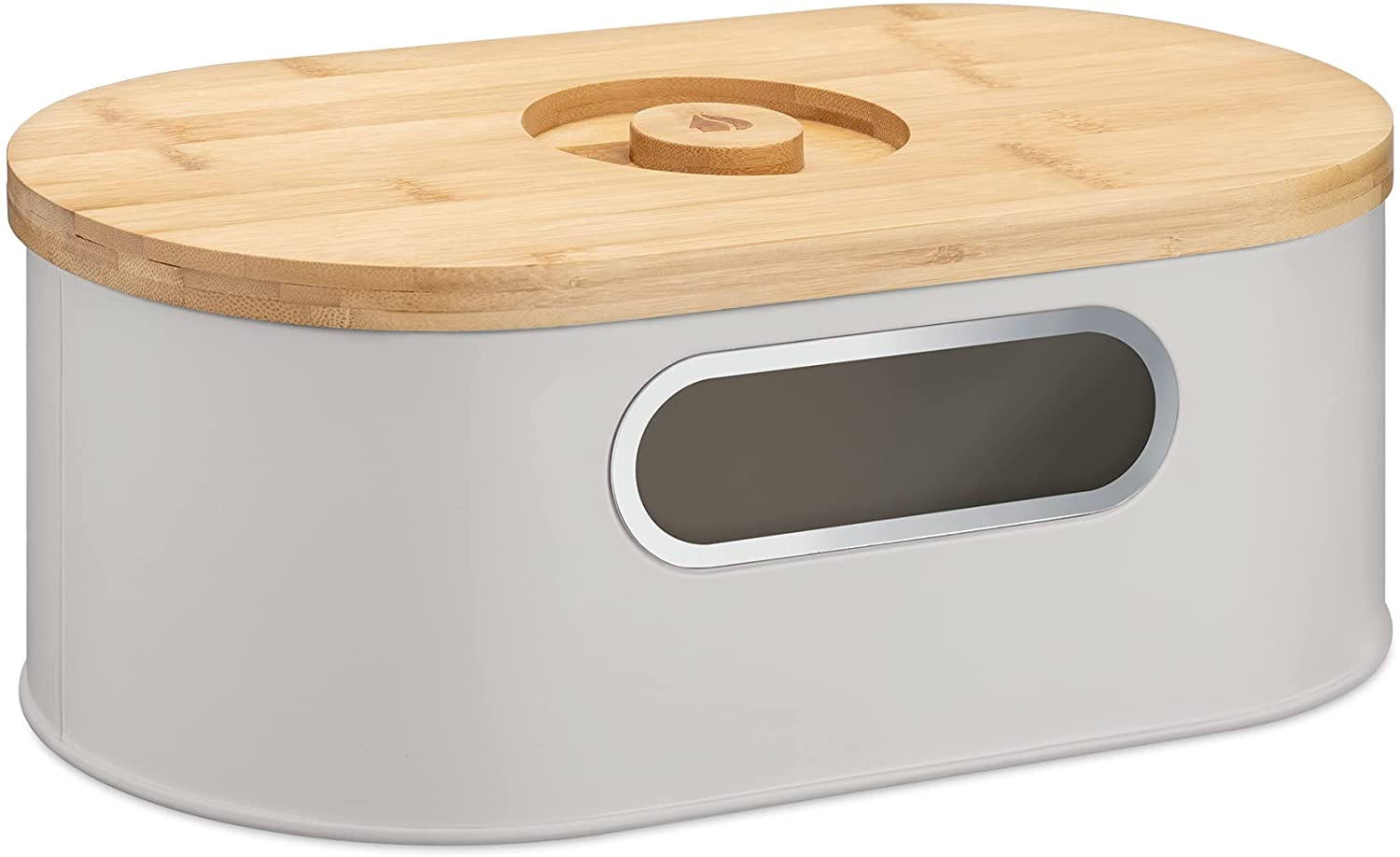 Navaris Bread Bin with Bamboo Lid Δοχείο Αποθήκευσης Ψωμιού με Καπάκι από Μπαμπού - Taupe / Bamboo - 50595.03