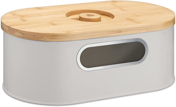 Navaris Bread Bin with Bamboo Lid Δοχείο Αποθήκευσης Ψωμιού με Καπάκι από Μπαμπού - Taupe / Bamboo - 50595.03 - likebrands.gr