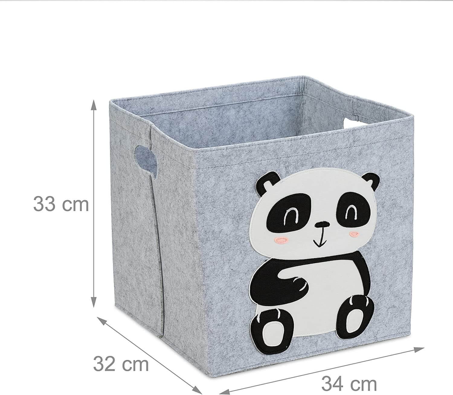 Relaxdays Παιδικό Καλάθι Αποθήκευσης από Τσόχα - Panda - Grey - 4052025353728