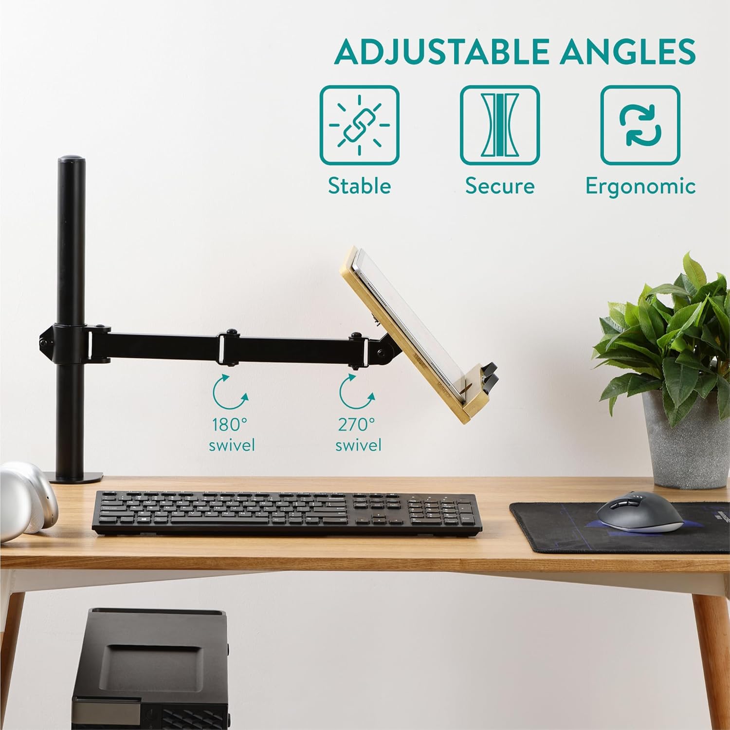 Navaris Βάση Στήριξης Βιβλίων και Τάμπλετ με Ρυθμιζόμενο Βραχίονα - ‎Bamboo Brown