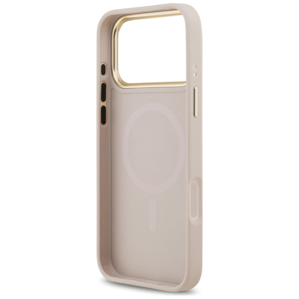 Guess iPhone 17 Pro Max - 4G Stripe MagSafe - Θήκη με Επένδυση Συνθετικού Δέρματος - Pink - GUHMP17XPG4SEMCP