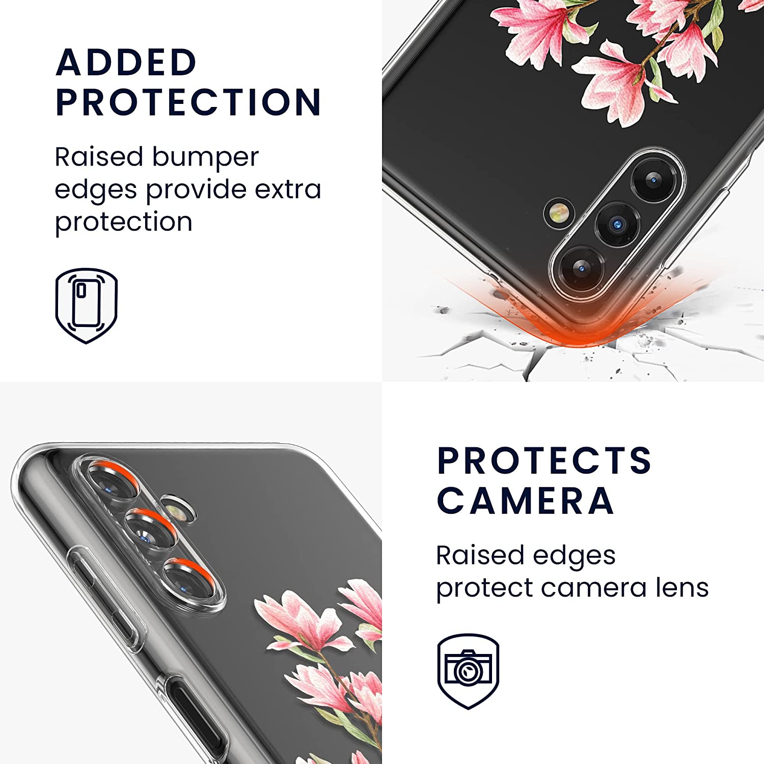 KW Samsung Galaxy A13 5G Θήκη Σιλικόνης TPU - Design Magnolia - Pink / White - Διάφανη - 60159.01