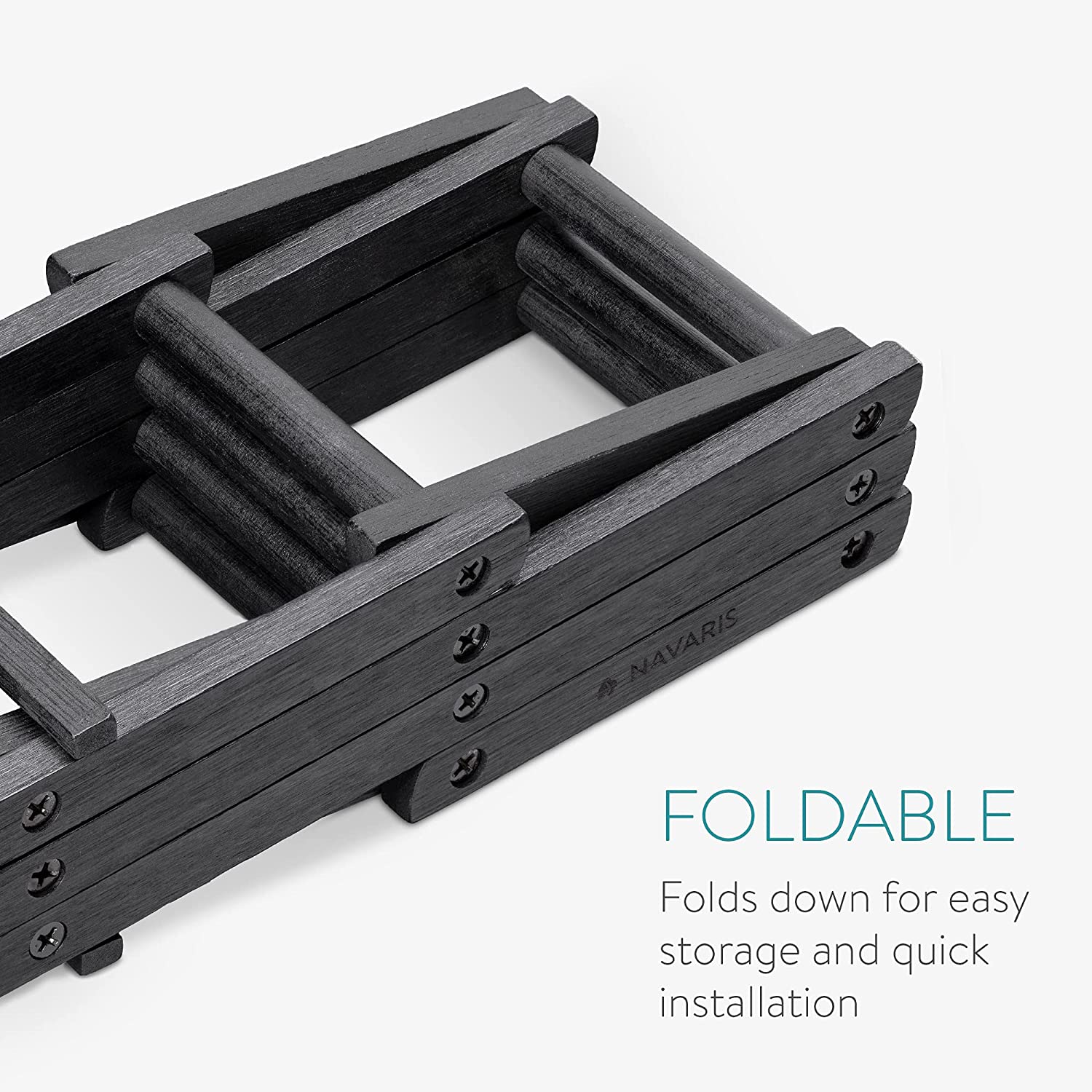 Navaris Ξύλινο Πτυσσόμενο Ράφι Ποτών από Μπαμπού - Black - 51114.01