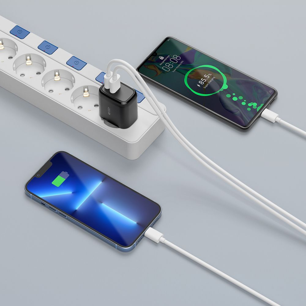 Tech-Protect C20W QC3.0 Οικιακός Φορτιστής Γρήγορης Φόρτισης με 2 Θύρες USB και Type C - Black