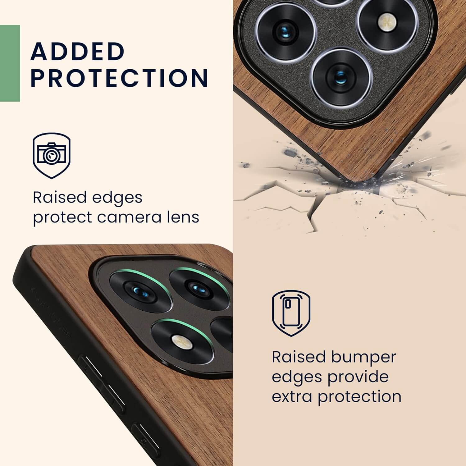 KW Xiaomi Redmi Note 14 Pro 5G / Poco X7 Θήκη από Φυσικό Ξύλο - Design Compass Vintage - Dark Brown