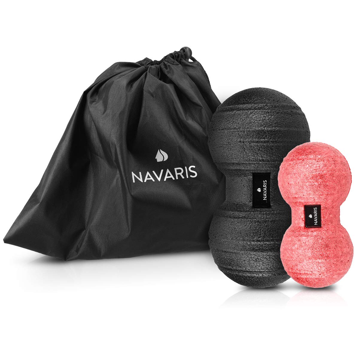 Navaris 2x Peanut Duo Massage Ball - Σετ με 2 Μπάλες Μασάζ - Black / Red - 44055.09