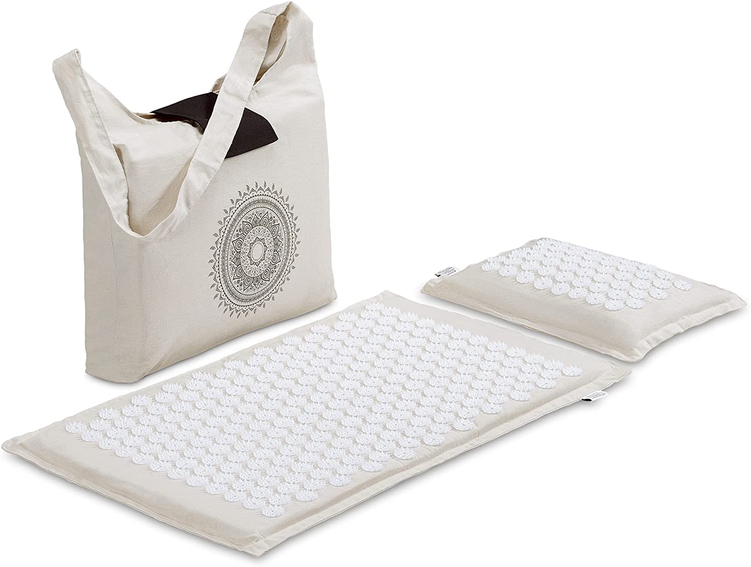 Navaris Eco-Friendly Σετ με Χαλάκι και Μαξιλάρι Μασάζ - White / Beige - 51747.11.02